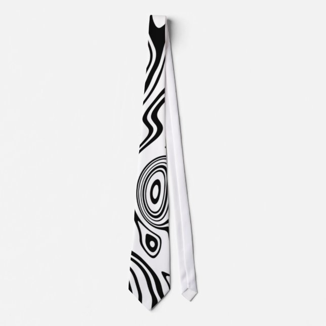 Wavy Striping Schwarz-weiß Neck Tie Krawatte (Vorderseite)