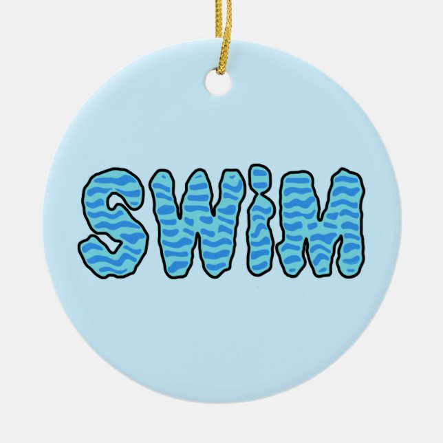 Wavy Swim T - Shirt Keramik Ornament (Vorne)