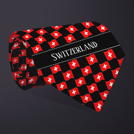 Wavy Switzerland Flag Pattern  Krawatte