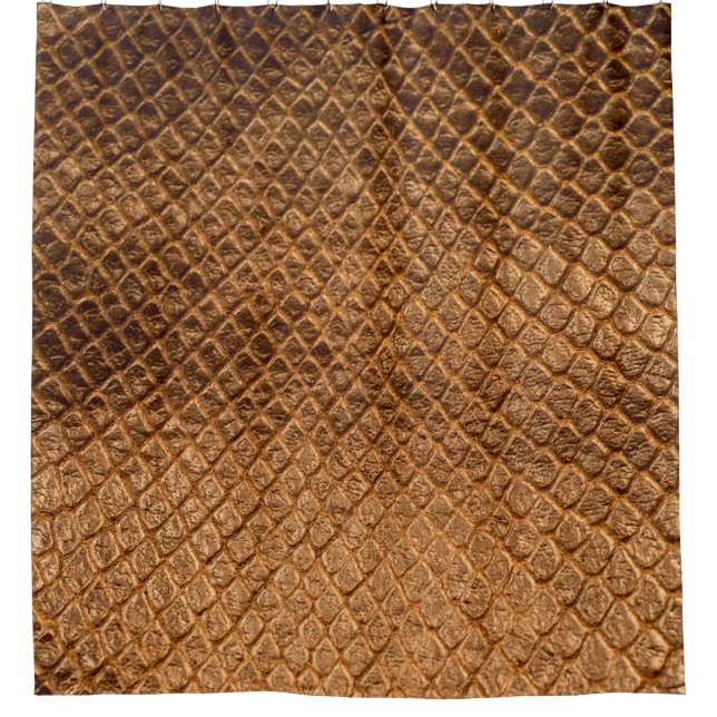 Wavy texture background bronze snake leatherleathe duschvorhang (Vorderseite)