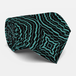 Wavy Tilted Ribbon Pattern With Teal On Black      Krawatte