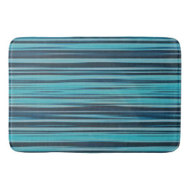Wavy Türkis und Blue Stripes Badematte