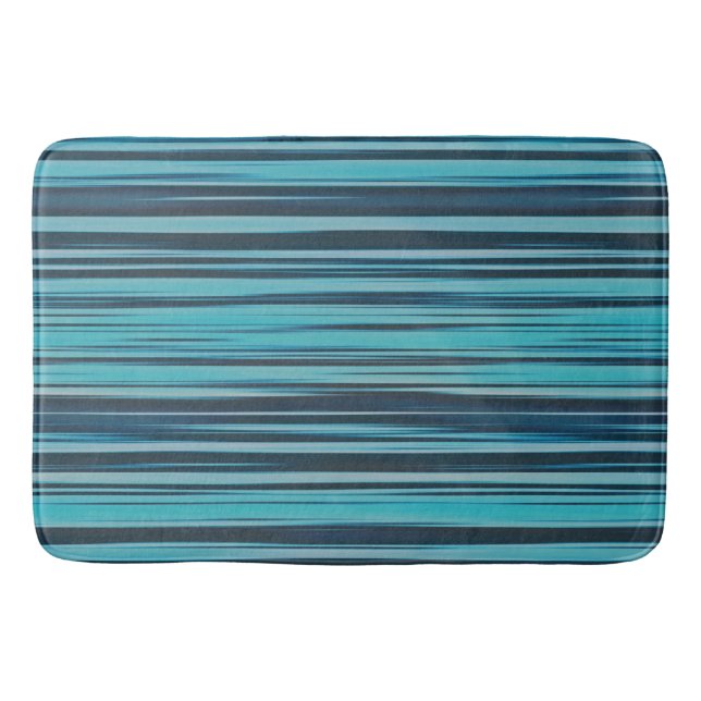 Wavy Türkis und Blue Stripes Badematte (Vorderseite)