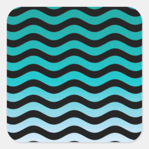 Wavy Türkise Stripes Quadratischer Aufkleber