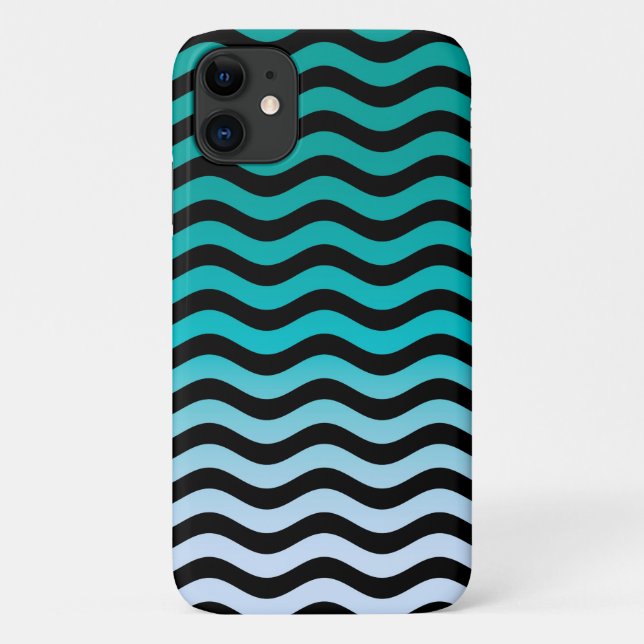 Wavy Turquoise Stripes Case-Mate iPhone Hülle (Rückseite)
