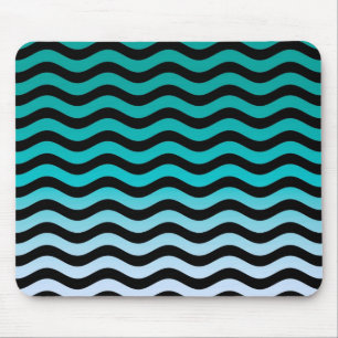 Wavy Turquoise Stripes Pattern Mousepad