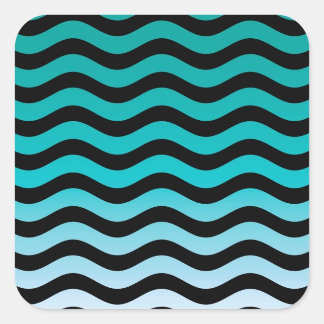Wavy Turquoise Stripes Quadratischer Aufkleber (Vorderseite)