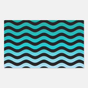 Wavy Turquoise Stripes Rechteckiger Aufkleber