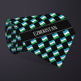 Wavy Uzbekistan Flag Pattern  Krawatte