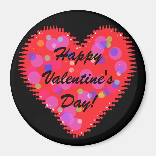 Wavy Valentine Day Heart and Circles Magnet (Vorne)