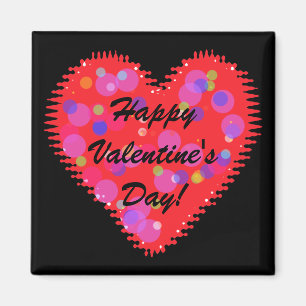 Wavy Valentine Day Heart and Circles Magnet