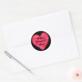 Wavy Valentine's Day Heart and Circles Classic Rou Runder Aufkleber