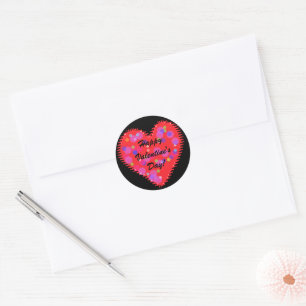Wavy Valentine's Day Heart and Circles Classic Rou Runder Aufkleber