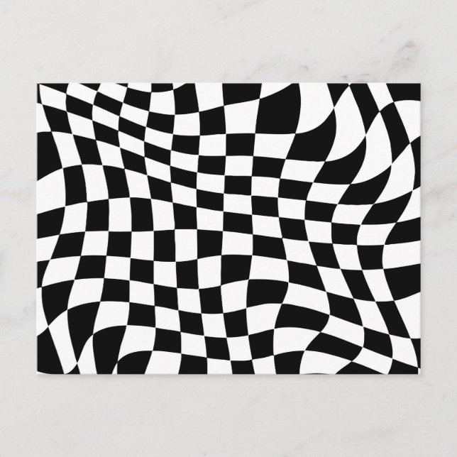 Wavy Warted Black and White Karos Postkarte (Vorderseite)
