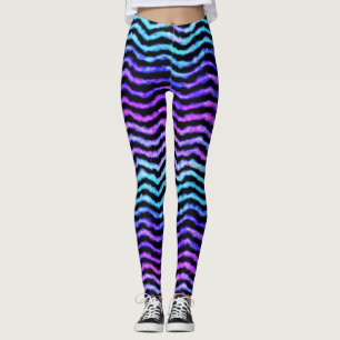 Wavy Wasserfarbe - cyan und lila : Leggings