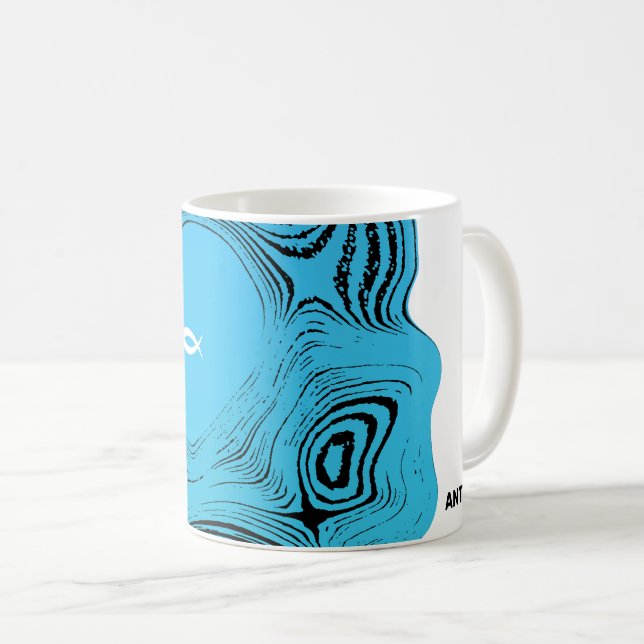 Wavy Waters Jesus Fish Kaffeetasse (VorderseiteRechts)
