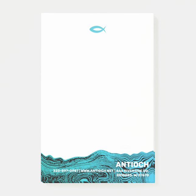 Wavy Waters Jesus Fish Post-it Klebezettel (Vorderseite)
