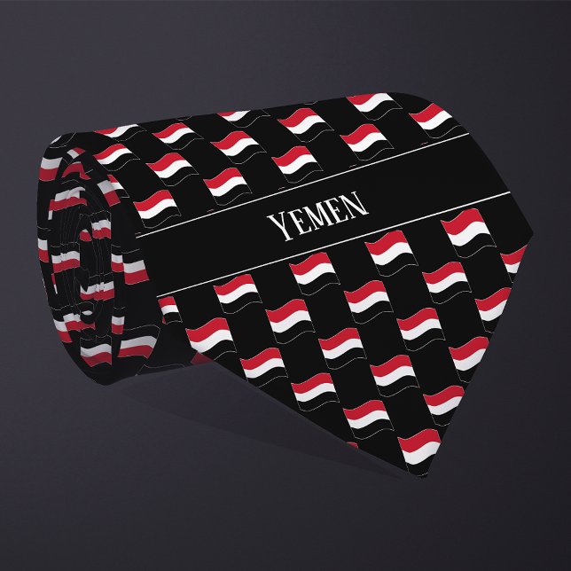 Wavy Yemen Flag Pattern  Krawatte (Von Creator hochgeladen)