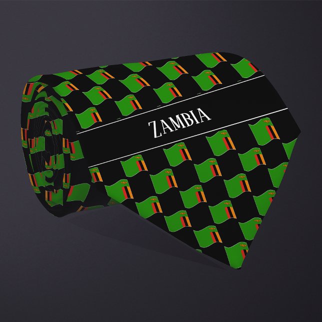 Wavy Zambia Flag Pattern  Krawatte (Von Creator hochgeladen)