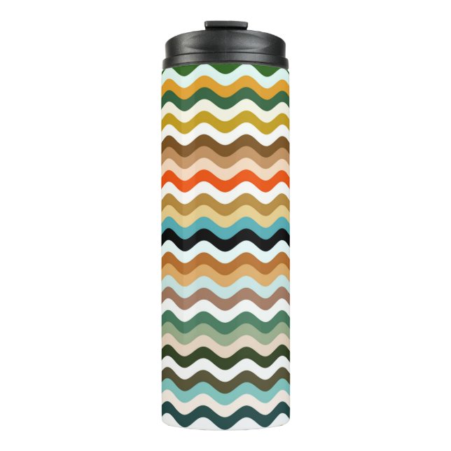 Wavy Zigzag Multicolor Muster Thermosbecher (Vorderseite)