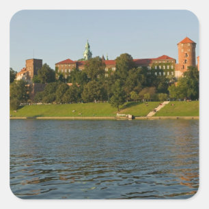 Wawel-Hügel mit königlichem Schloss und Kathedrale Quadratischer Aufkleber