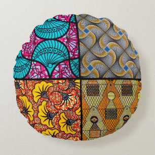 Wax Africain Rundes Kissen
