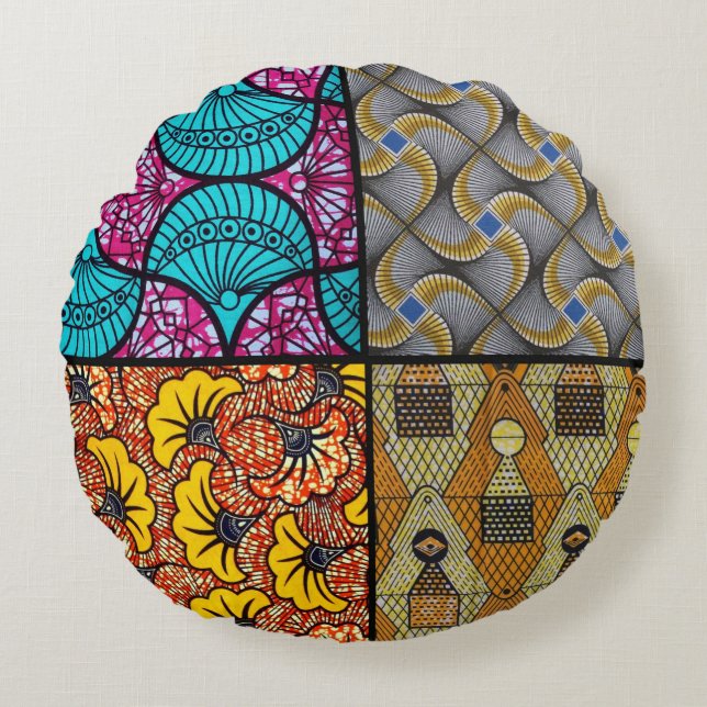 Wax Africain Rundes Kissen (Vorderseite)