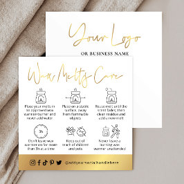 Wax Melts Safety Guide White & Gold Logo Card Quadratische Visitenkarte