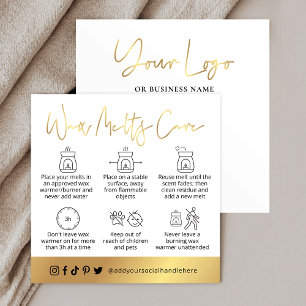 Wax Melts Safety Guide White & Gold Logo Card Quadratische Visitenkarte