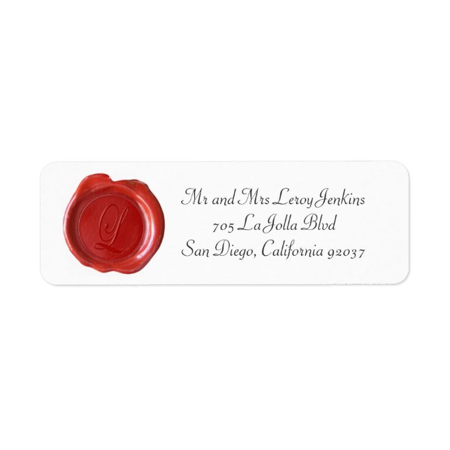 Wax Monogram Address Labels - Script L (Vorne)