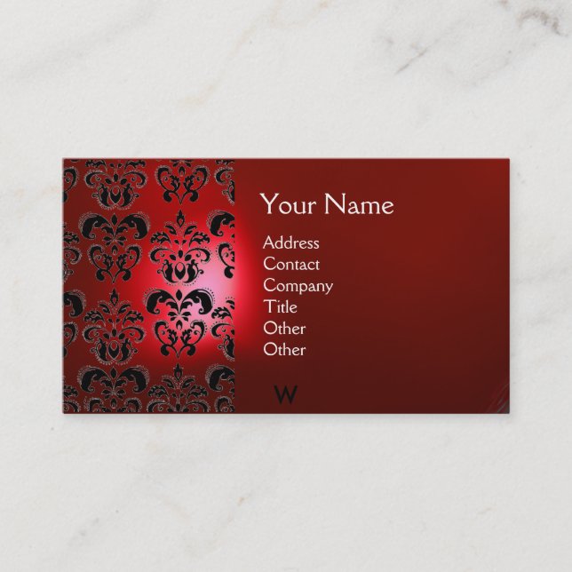 WAX SIEGEL DAMASK MONOGRAMM rot Visitenkarte (Vorderseite)