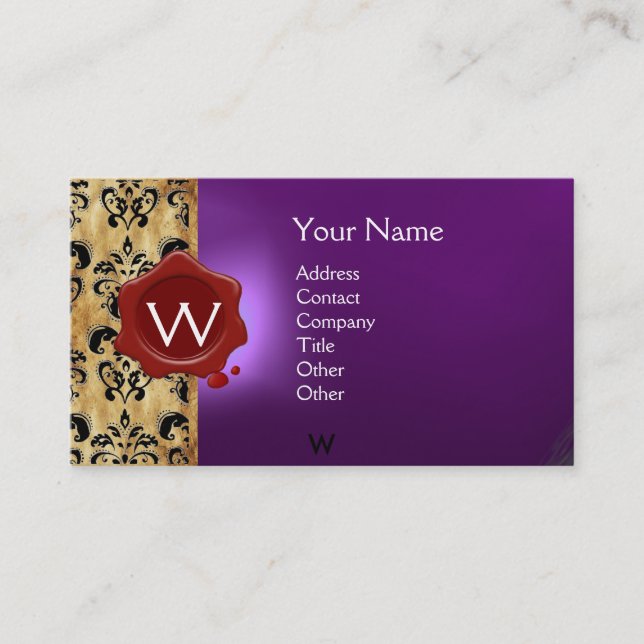 WAX SIEGEL DAMASK PARKMONOGRAM VISITENKARTE (Vorderseite)