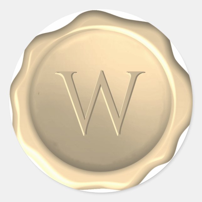Wax Siegel Letter W Initial Monogram Golden Sticke Runder Aufkleber (Vorderseite)