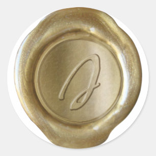 Wax Siegel Monogram - Gold - Artistic Style J - Runder Aufkleber