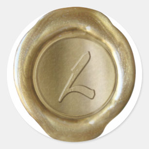Wax Siegel Monogram - Gold - Artistic Style L - Runder Aufkleber