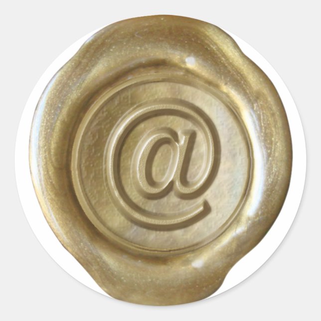 Wax Siegel Monogram - Gold - Bold @ - Runder Aufkleber (Vorderseite)