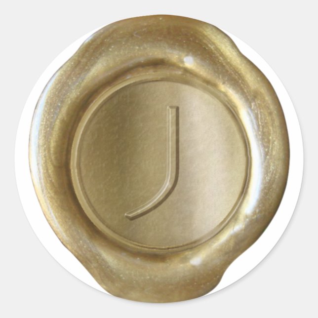 Wax Siegel Monogram - Gold - ModernSlim J - Runder Aufkleber (Vorderseite)