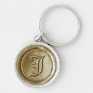 Wax Siegel Monogram - Gold - Old English J - Schlüsselanhänger