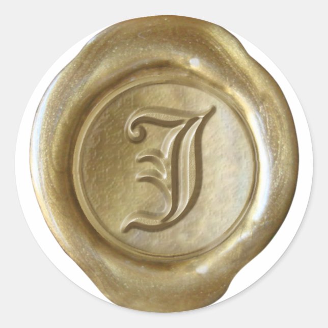 Wax Siegel Monogram - Gold - Old English - Letter  Runder Aufkleber (Vorderseite)