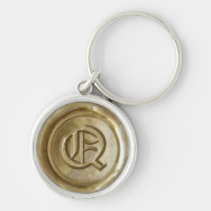 Wax Siegel Monogram - Gold - Old English Q - Schlüsselanhänger