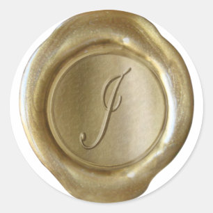 Wax Siegel Monogram - Gold - Script J - Runder Aufkleber