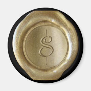 Wax Siegel Monogram Magnet - Gold - Script Style -