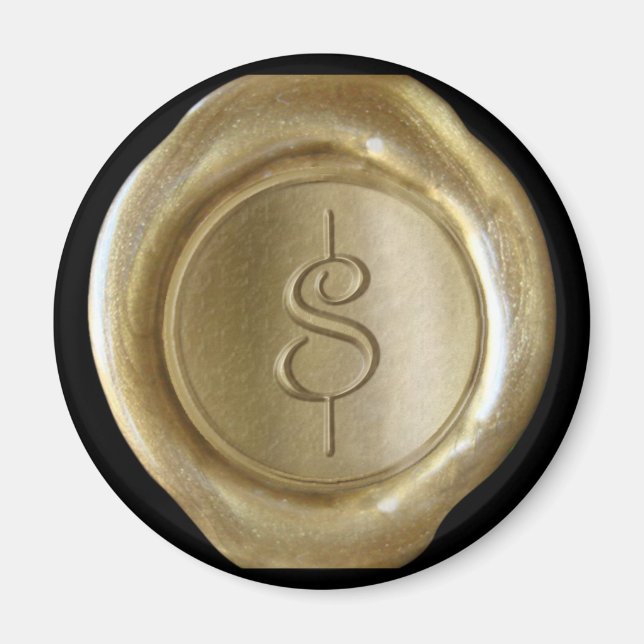 Wax Siegel Monogram Magnet - Gold - Script Style - (Vorne)