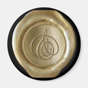Wax Siegel Monogram Magnet - Gold - Script Style -