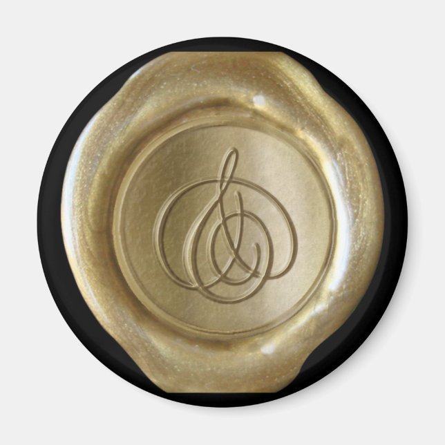 Wax Siegel Monogram Magnet - Gold - Script Style - (Vorne)
