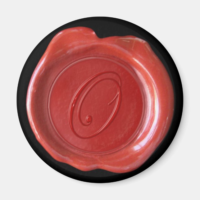 Wax Siegel Monogram Magnet - Rot - Script Style - (Vorne)