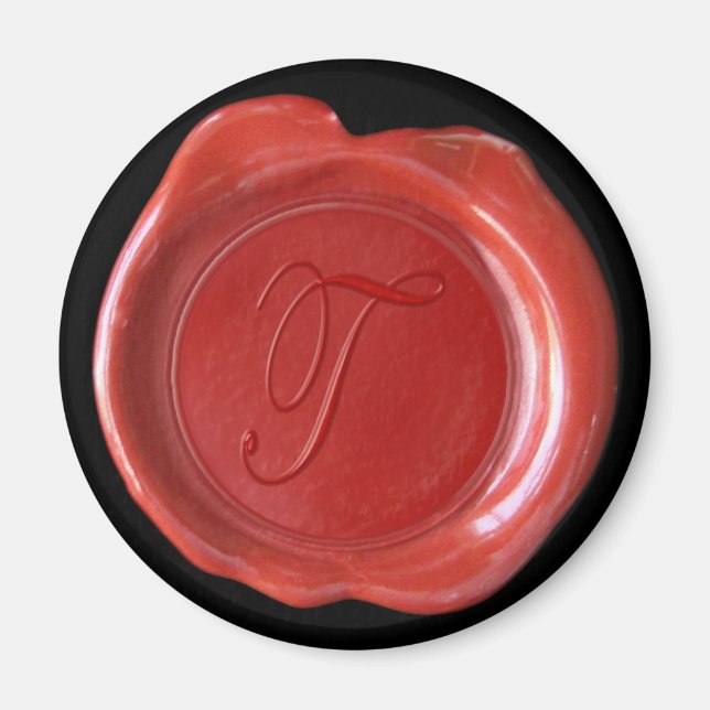 Wax Siegel Monogram Magnet - Rot - Script Style - (Vorne)