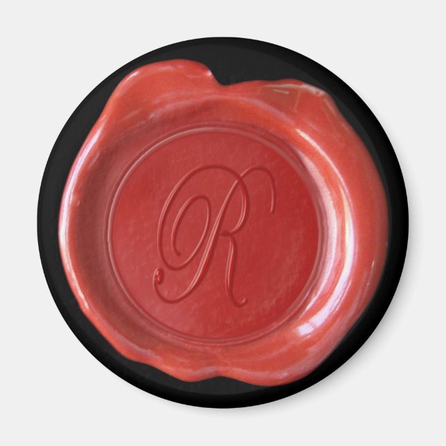 Wax Siegel Monogram Magnet - Rot - Script Style - (Vorne)