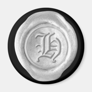 Wax Siegel Monogram Magnet - Silver - Old English 