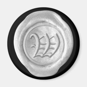 Wax Siegel Monogram Magnet - Silver - Old English